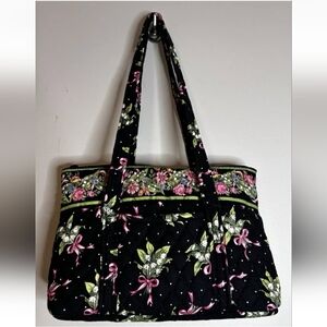 Floral Black Tote Bag